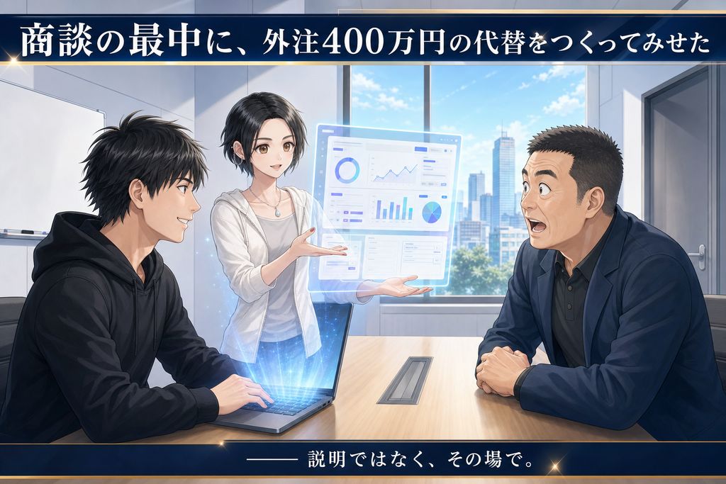 商談の最中に、外注400万円の代替をつくってみせた 表紙